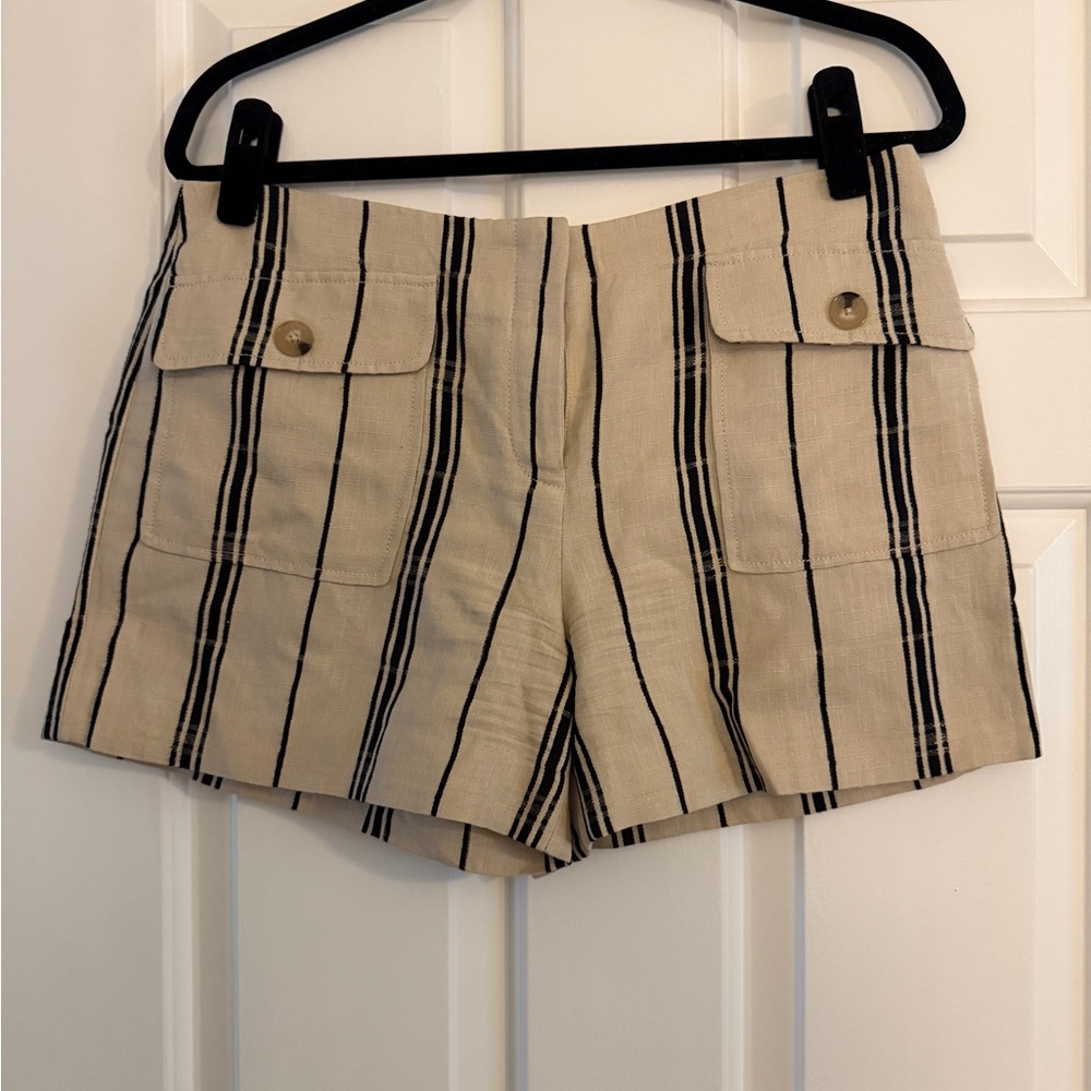 Tory Burch Edna Silk Linen striped Shorts Size 6